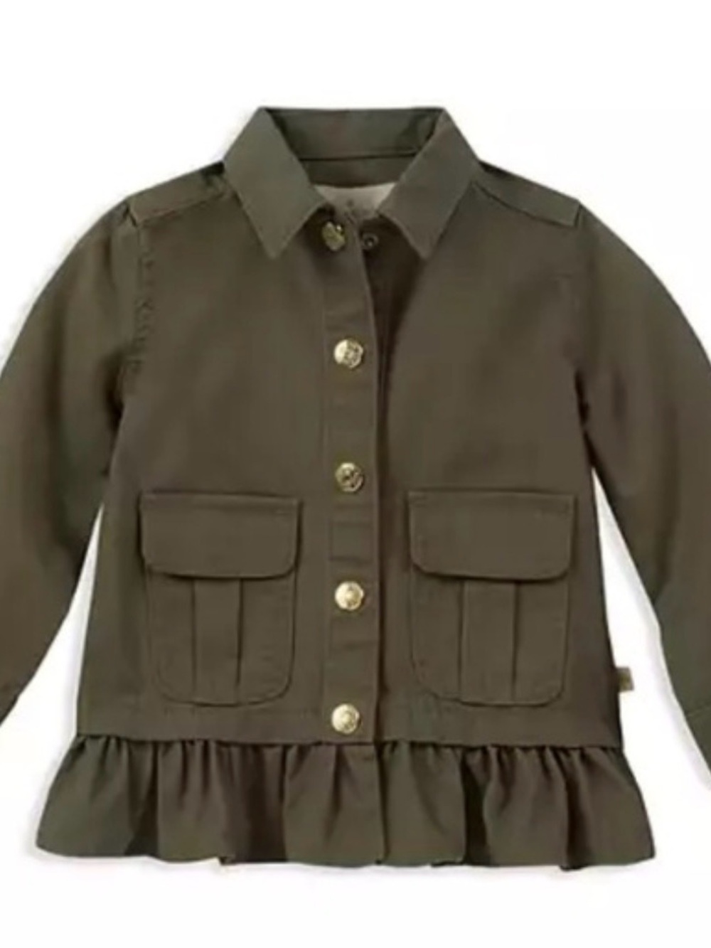 kate spade Olive Green Ruffle-Hem Jacket for Girls 12